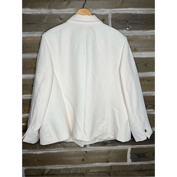 ANNE KLEIN NWT jacket Womens Solid Crepe One-Button Blazer IVORY 24W - Picture 4 of 6
